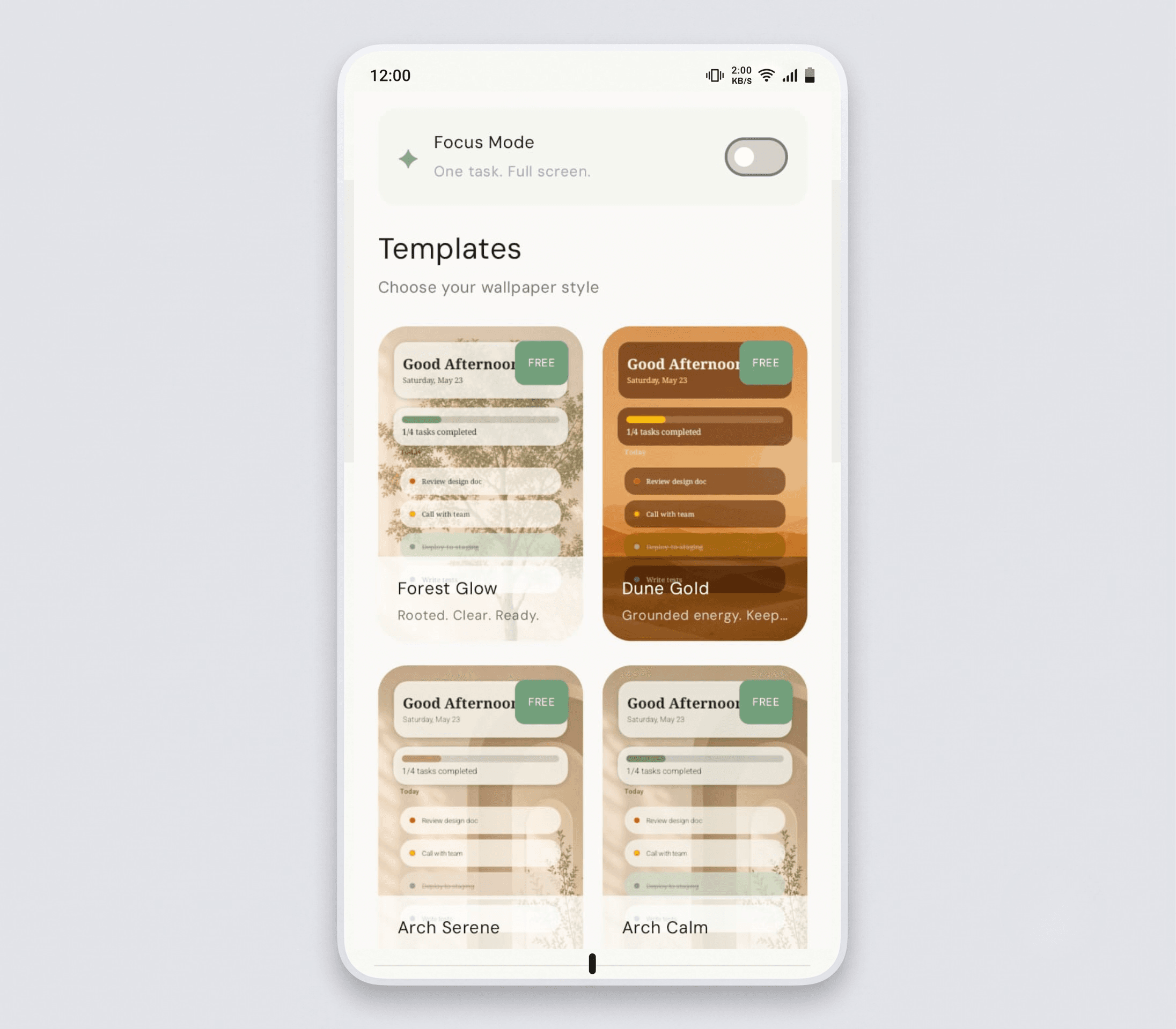 Pick the wallpaper that matches your energy, and schedule it to change with your week.