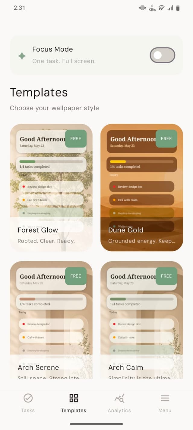 TaskWall wallpaper template picker